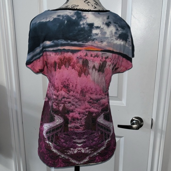 Ted Baker London Pink and Blue Pattern Women’s Short Sleeve Shirt - Picture 4 of 7